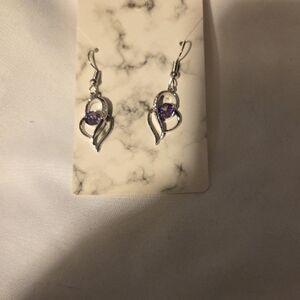 Elegant Silver and Purple Gemstone Earrings